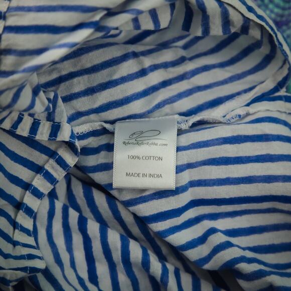 Roberta Roller Rabbit Size Medium M Blue Stripe Embroidered Cotton Tunic Top - Picture 6 of 8
